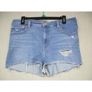 Levi's Light Blue Wash Distressed Ripped High Rise Denim Shorts Size 32